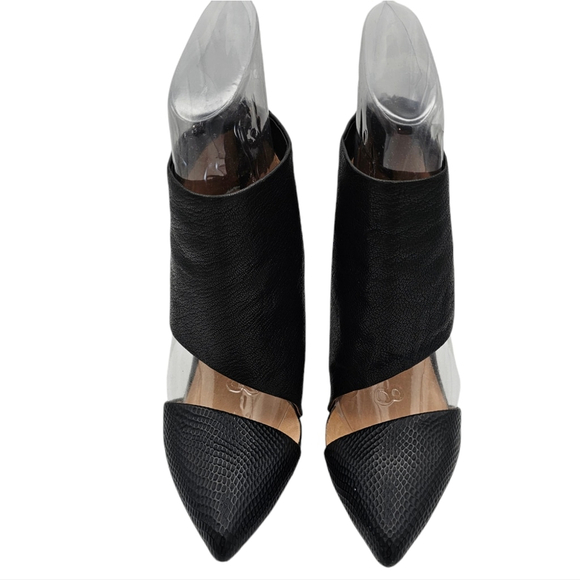 L.a.m.b Theo Swoop Front Black Pointy Heels Ankle Women's Size 6.5 - Picture 4 of 12